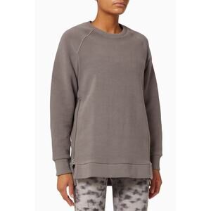Varley Manning Sweatshirt Women's Small Taupe Cotton Ribbed Knit Raglan Sleeve